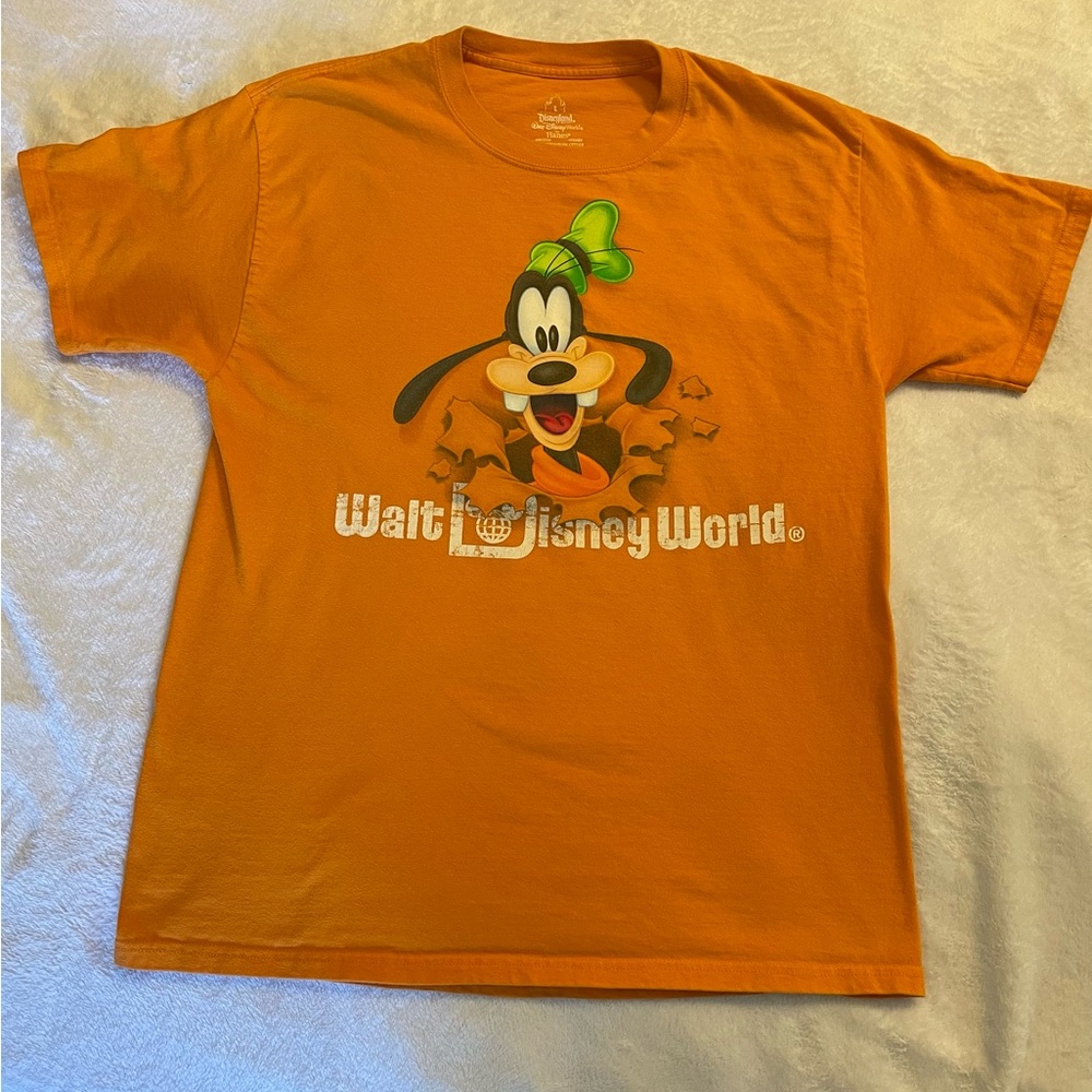 Disney Hanes Mens Orange Goofy T-Shirt